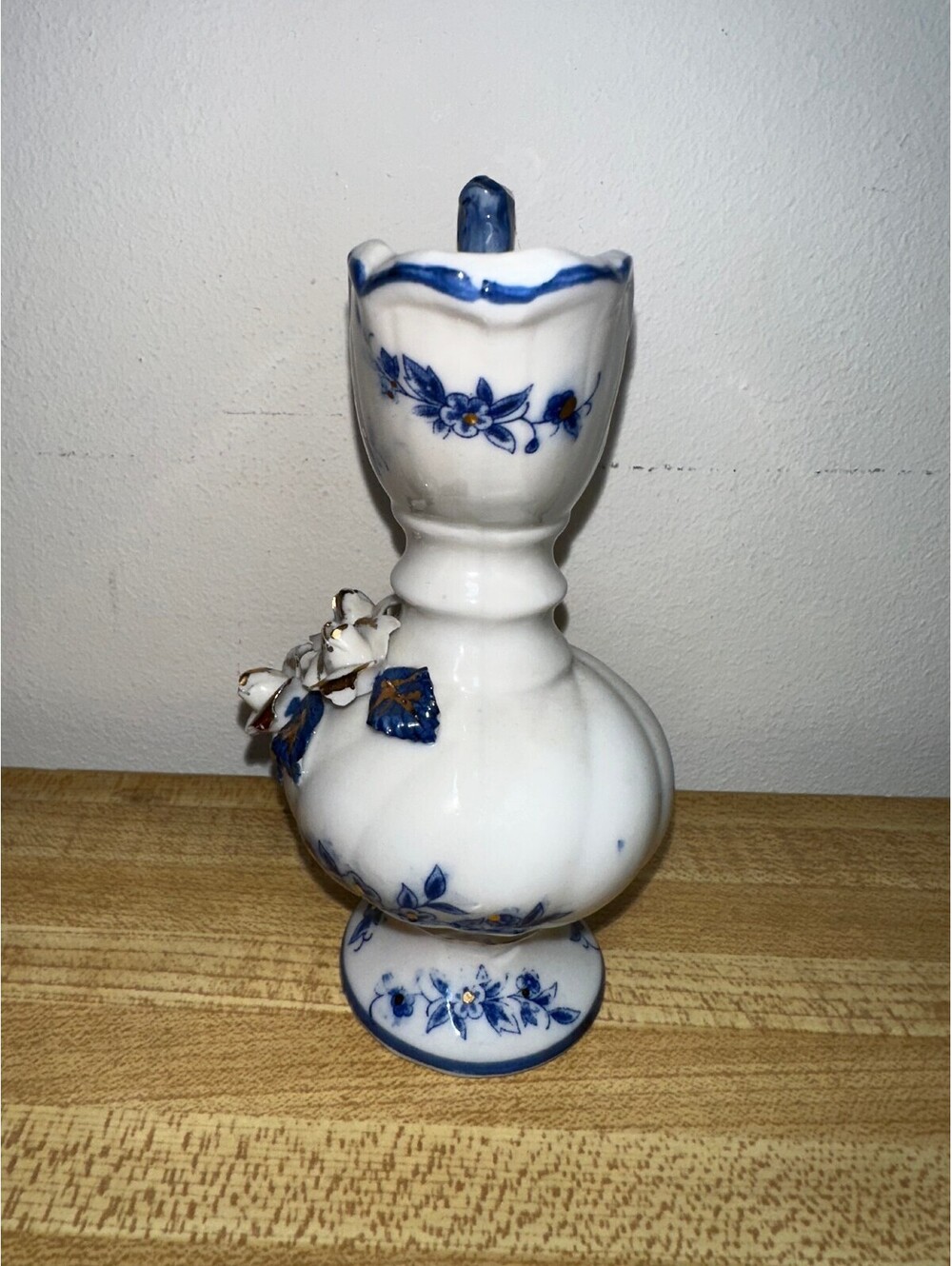 Vintage Ceramic Blue and White Floral Pitcher Vase - Picture 6 of 6